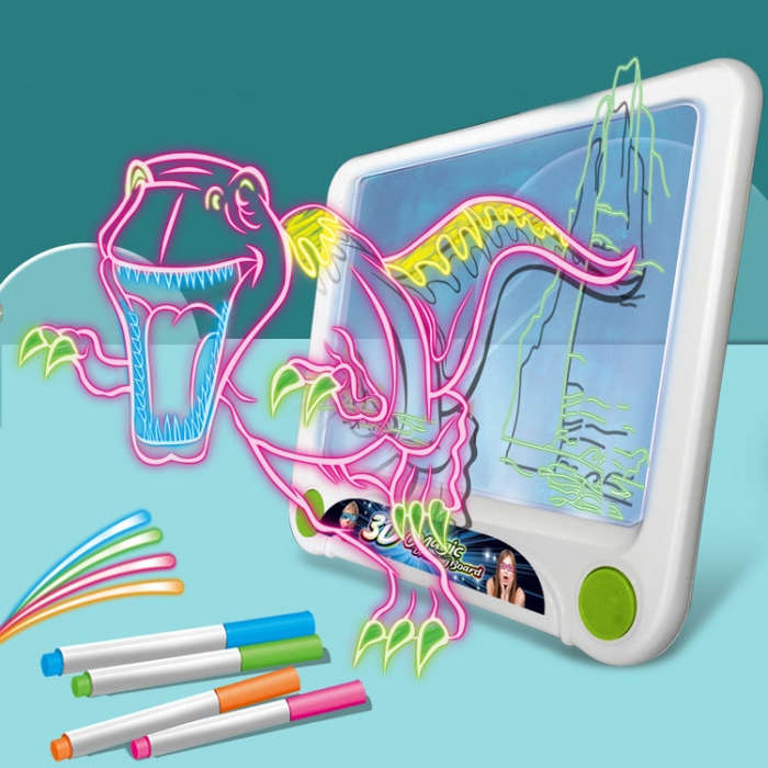 3D Fluorescent Drawing Board Magic Luminous Three-Dimensional Writing Board Graffiti Board Lighti...
