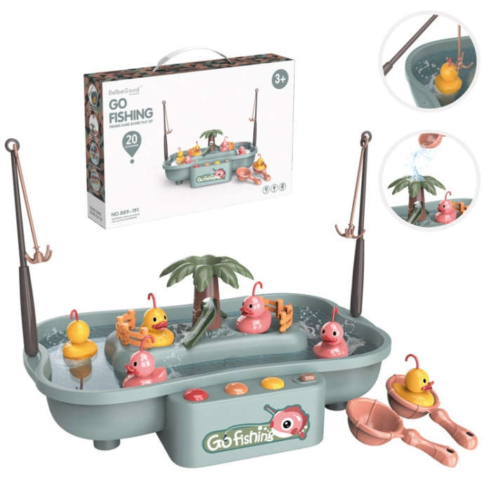 Play House Children Educational Electric Cycle Rotating Fishing Station Summer Water Game Toy Set...