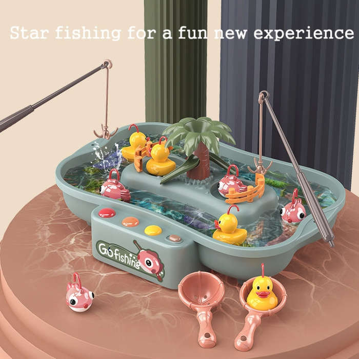 Play House Children Educational Electric Cycle Rotating Fishing Station Summer Water Game Toy Set...