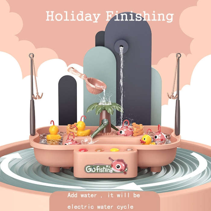 Play House Children Educational Electric Cycle Rotating Fishing Station Summer Water Game Toy Set...