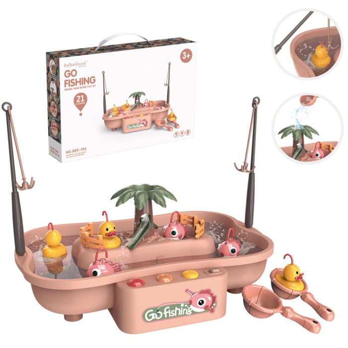 Play House Children Educational Electric Cycle Rotating Fishing Station Summer Water Game Toy Set...