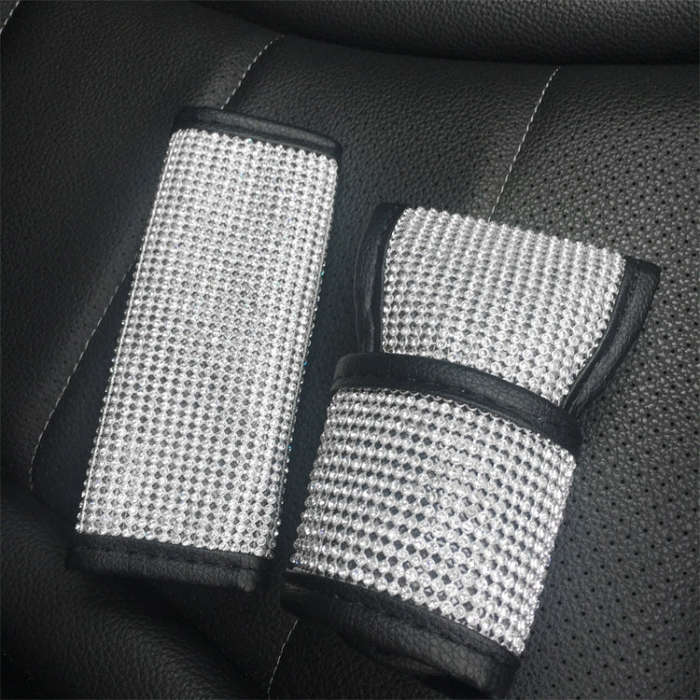 2 PCS Car Diamond-Studded Interior Products Personalized Protective Sleeve Shoulder Guard