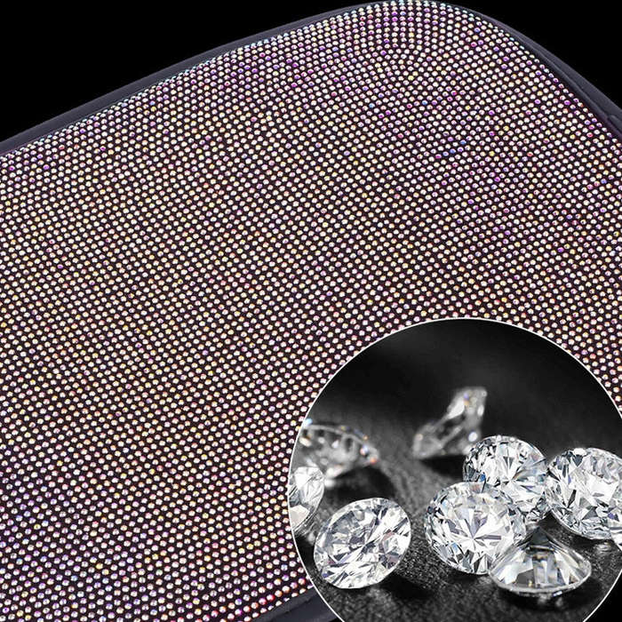 Car Diamond Armrest Box Cushion Personalized Car Decorations Dirt And Non-Slip(Black White Diamond)