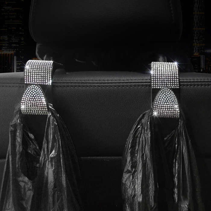 3 PCS Car Rear Seat Hooks Car Seats Multi-Function Diamond-Studded Hooks, Colour: Emerald