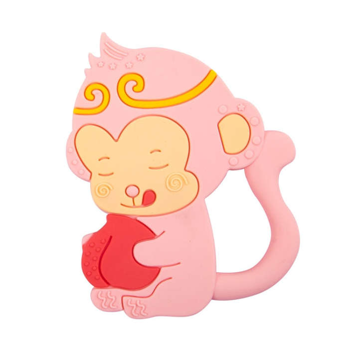 MJYJ019 Silicone Baby Teether Children Molar Stick Toy, Color: Monkey-Pink