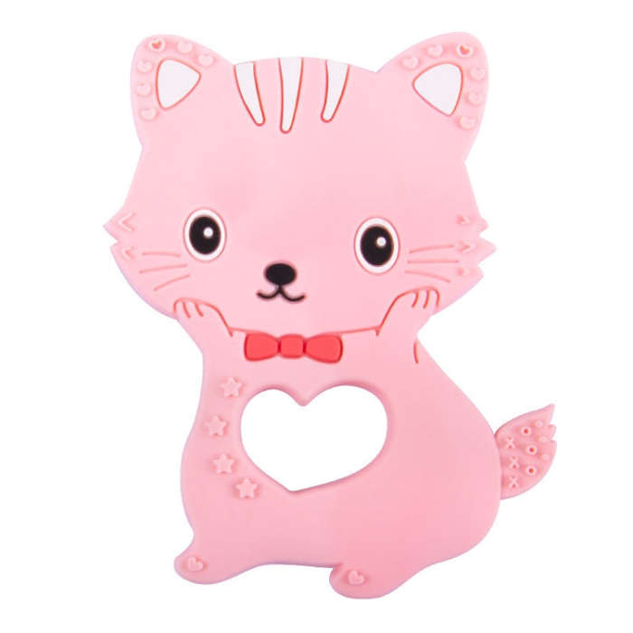 MJYJ019 Silicone Baby Teether Children Molar Stick Toy, Color: Kitten-Pink