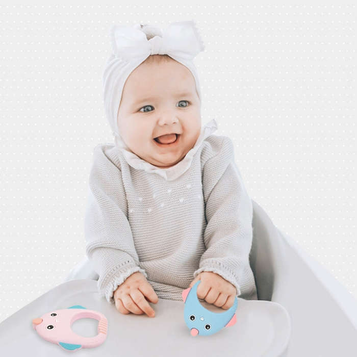 MJYJ019 Silicone Baby Teether Children Molar Stick Toy, Color: Kitten-Pink