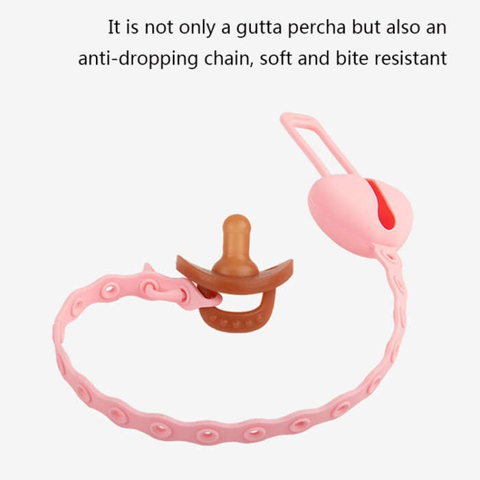 M010087 Silicone Baby Teether Anti-Dropping Chain Children Pacifier Anti-Dropping Strap(Pink)