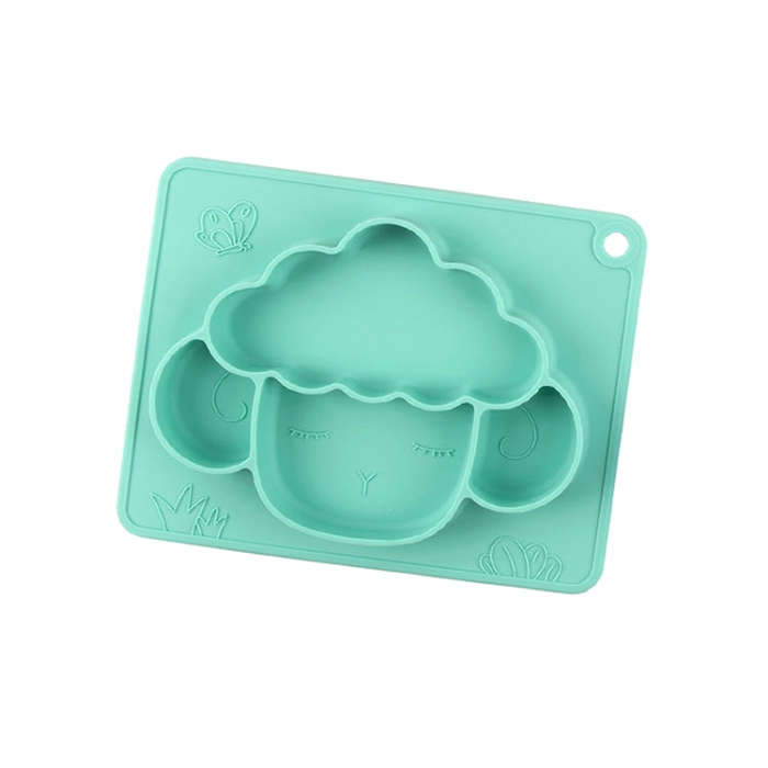 M010094 Children Silicone Dinner Plate Gridded Anti-Fall Eating Bowl Baby Cartoon Complementary F...