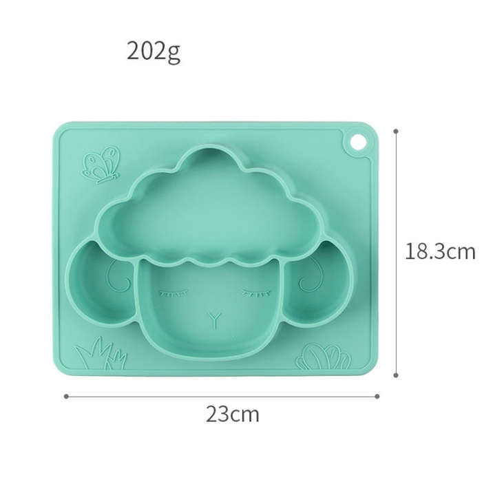 M010094 Children Silicone Dinner Plate Gridded Anti-Fall Eating Bowl Baby Cartoon Complementary F...