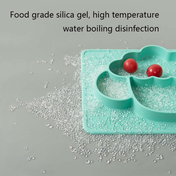 M010094 Children Silicone Dinner Plate Gridded Anti-Fall Eating Bowl Baby Cartoon Complementary F...
