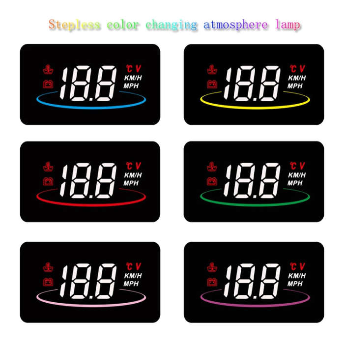 L2 HUD Head-Up Display, Water Temperature Per Hour, OBD Car Display With Color-Changing Atmospher...