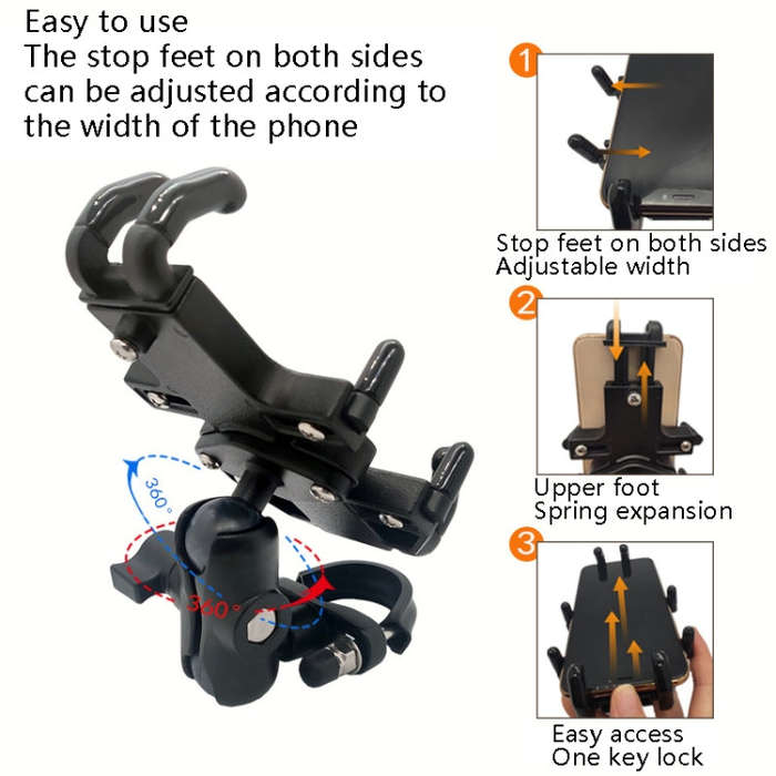 N-STAR NJN001 Motorcycle Bicycle Compatible Mobile Phone Bracket Aluminum Accessories Riding Equi...