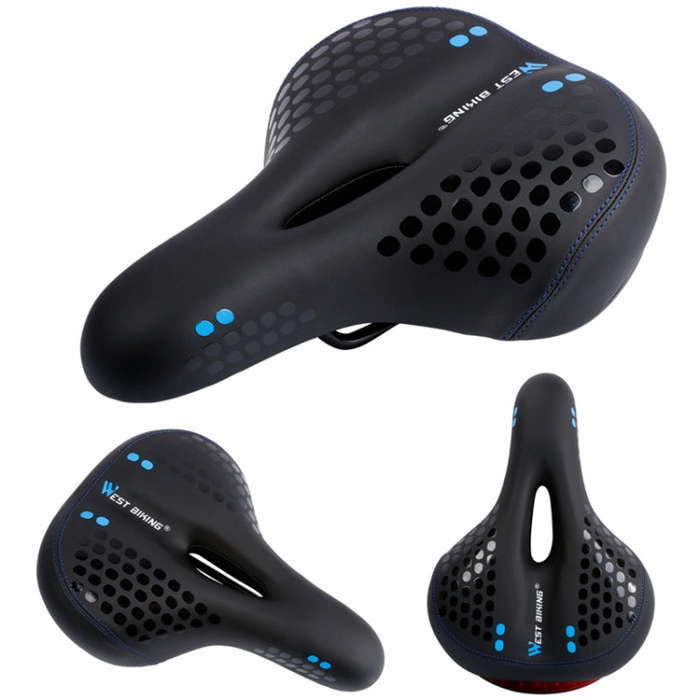 WEST BIKING YP0801083 Bicycle Taillight Thickened Soft And Comfortable Mountain Bike Seat Cushion...