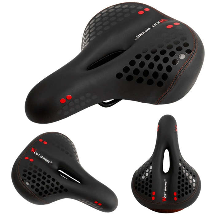 WEST BIKING YP0801083 Bicycle Taillight Thickened Soft And Comfortable Mountain Bike Seat Cushion...