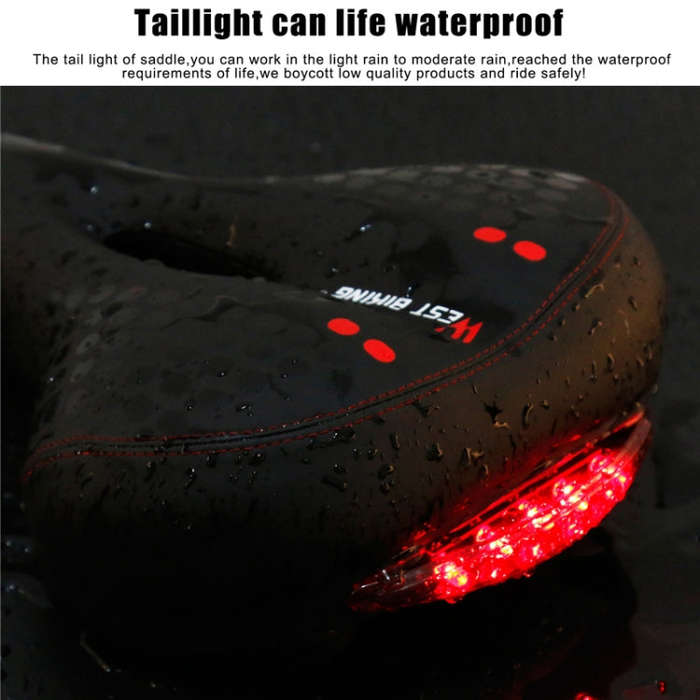 WEST BIKING YP0801083 Bicycle Taillight Thickened Soft And Comfortable Mountain Bike Seat Cushion...