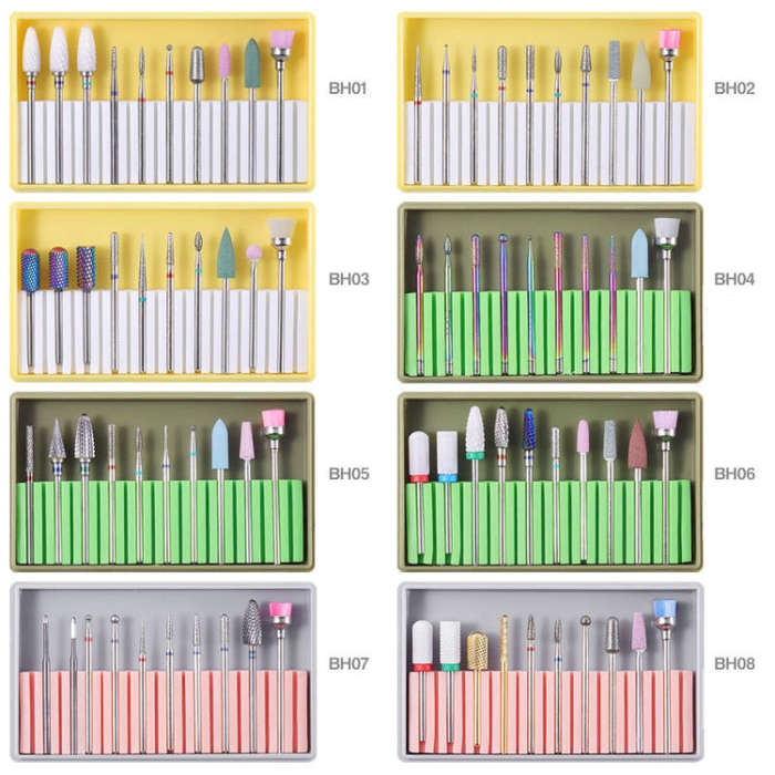 Nail Alloy Tungsten Steel Ceramic Grinding Machine Accessories Nail Grinding Heads Set Polishing ...