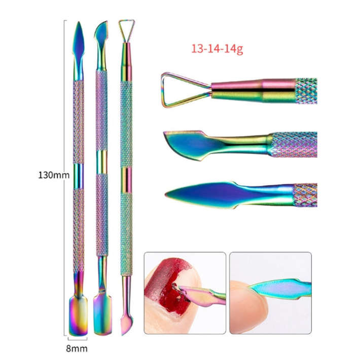 14 In 1 FABIYAN Color Titanium Nail Art Tool Set Dead Skin Shears Steel Push Nail File Pliers