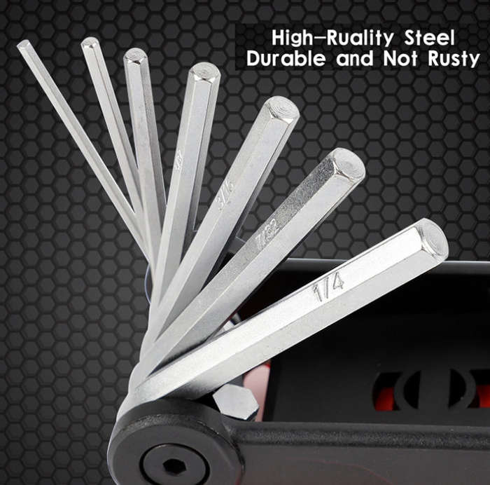 West Biking 16 In 1 Bicycle Repair Tool Multi-Function Wrench Hex Tool Riding Equipment(Black Yel...