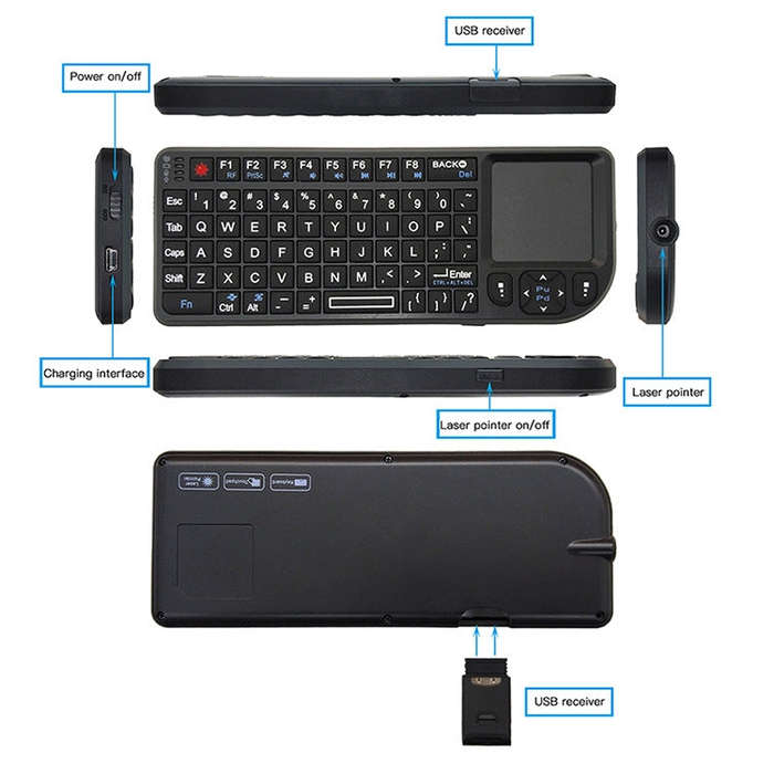 A8 Mini Wireless Mouse And Keyboard With Laser Touchpad Keyboard, Colour: English White Backlight