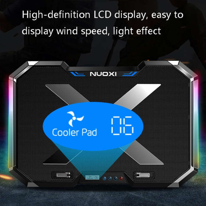 NUOXI Q8 Notebook Radiator LCD Screen Button Controllable RBG Luminescence Computer Cooling Base(...