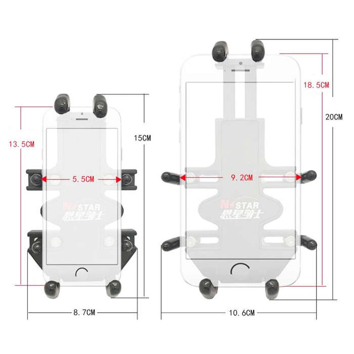 N-STAR NJN002 Motorcycle Metal Aluminum Alloy Universal Anti-Theft Mobile Phone Bracket(T-shaped ...