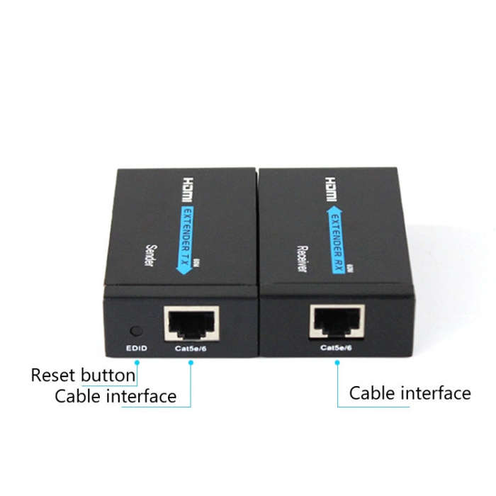 HDY-60 HDMI to RJ45 60m Extender Single Network Cable to For HDMI Signal Amplifier(UK Plug)