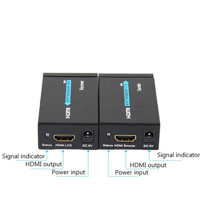 HDY-60 HDMI to RJ45 60m Extender Single Network Cable to For HDMI Signal Amplifier(US Plug)