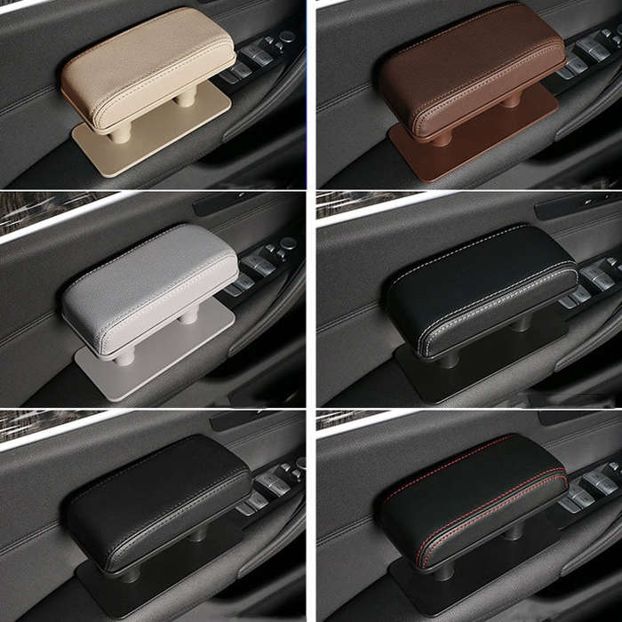 Car Arm Handle Seat Left Hand Elbow Tray Universal Leather Increasing Pad Central Armrest Box(Bla...