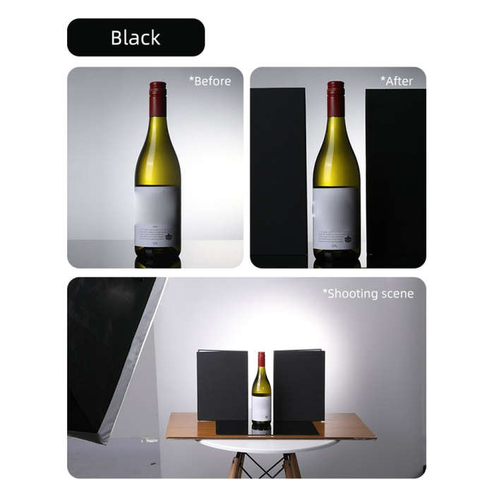 3-in-1 Reflective Board A3 Cardboard Folding Light Diffuser Board (White + Black + Gold)