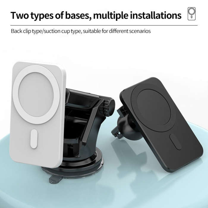 N16 10W Car Air Outlet + Suction Cup Magsafe Magnetic Phone Universal Wireless Charger Mobile Hol...