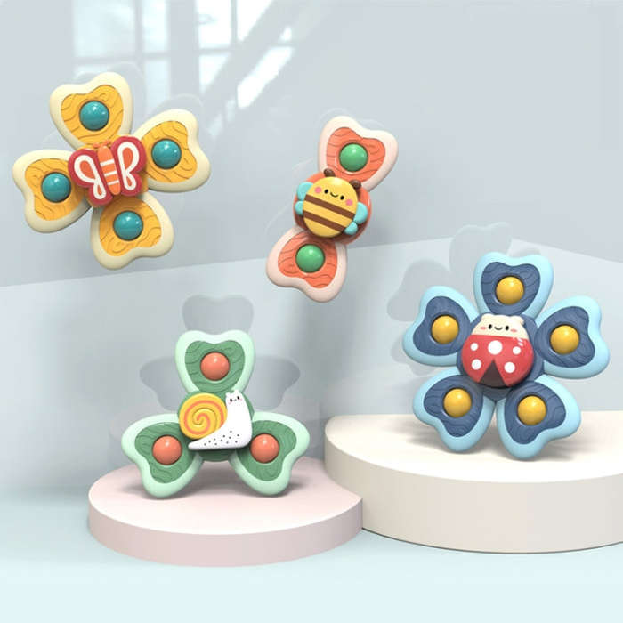 A6 Baby Sucker Rotary Toys Fun Fingertip Spinning Top Bathing Water Toys(Bee + Snail + Butterfly ...