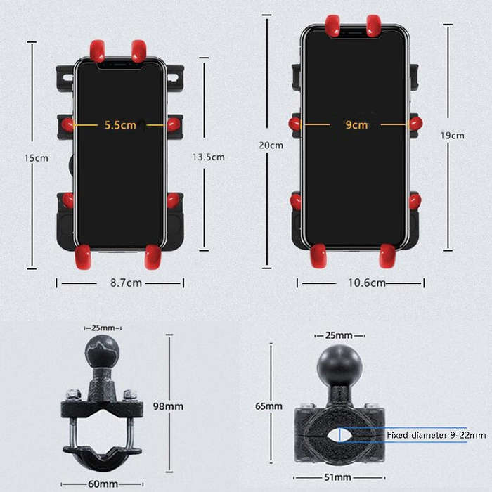 Motorcycle Metal Navigation Mobile Phone Bracket,Style: Thin Tube Fixation (Hand Twist)