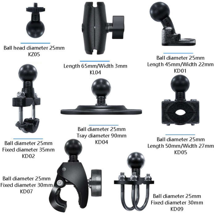 Motorcycle Riding Recorder Bracket Camera Holder, Style: KZ05 + KL04 + KD02