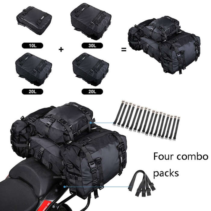 Rhinowalk Multi-Function Motorcycle Rear Seat Bag Combination Rear Shelf Pannier, Colour: Black 10L