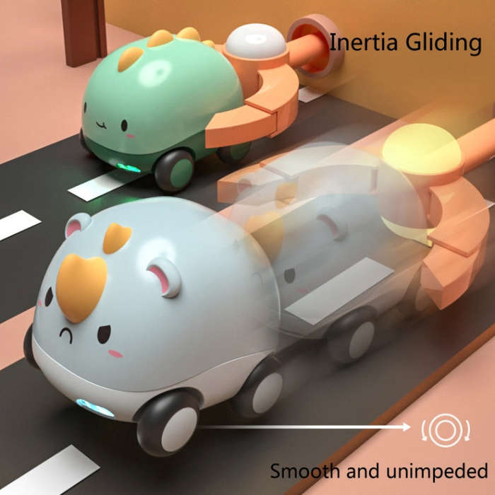 Cartoon Cute Pet Pull Back Car Children Mini Puzzle Inertia Car Toy(Rhino)