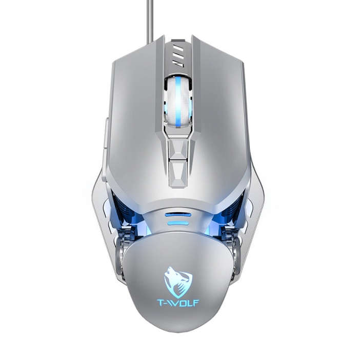 T-WOLF G530 USB Interface 7-Buttons 6400 DPI Wired Mouse Mechanical Gaming Macro Definition 4-Col...