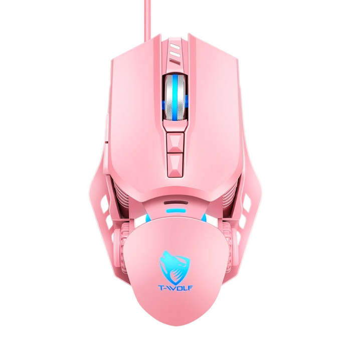 T-WOLF G530 USB Interface 7-Buttons 6400 DPI Wired Mouse Mechanical Gaming Macro Definition 4-Col...