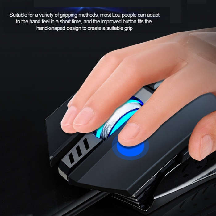 T-WOLF G530 USB Interface 7-Buttons 6400 DPI Wired Mouse Mechanical Gaming Macro Definition 4-Col...