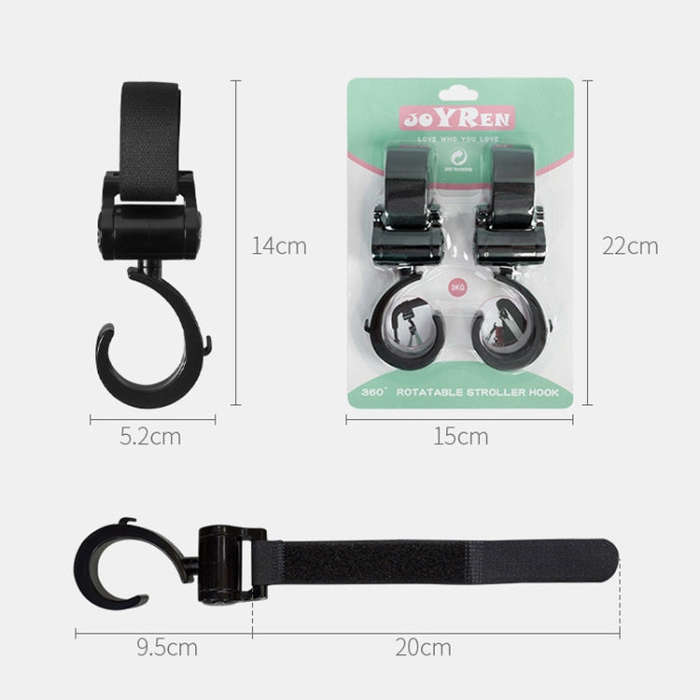 JOYREN 2pcs/Set Baby Stroller Non-Slip And Durable Hook(Black)