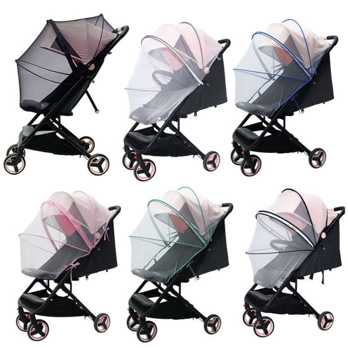 Summer Stroller Mosquito Net Full Cover Multi-Purpose Encrypted Trolley Mosquito Net(Black Net)