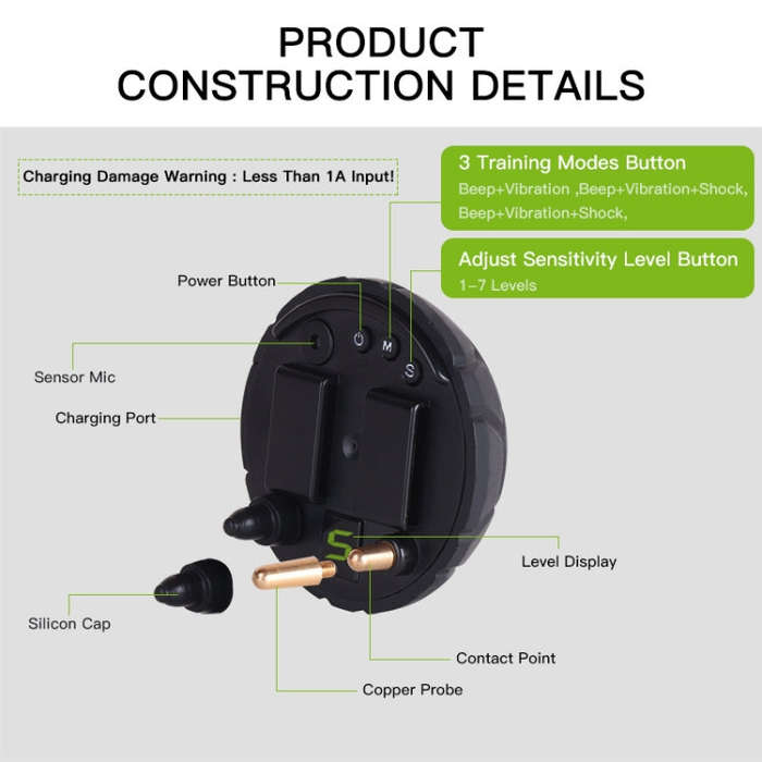 Dog Barking Stopper Sound Vibration Anti-Barking Collar EU Plug(Black)