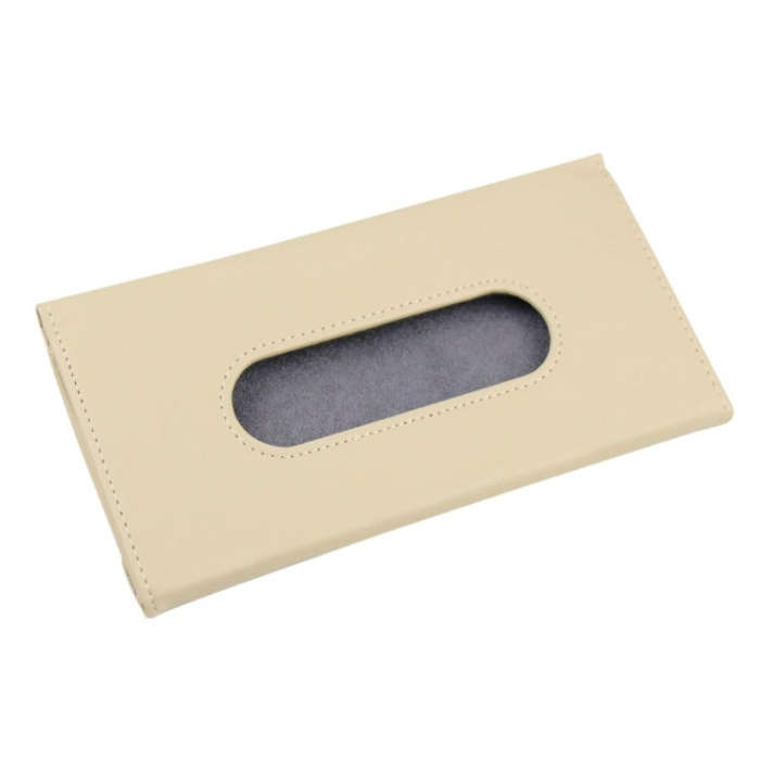 Car Hanging Type Tissue Box Sun Visor Seat Back Sunroof Storage Box(Khaki Without Tissue)