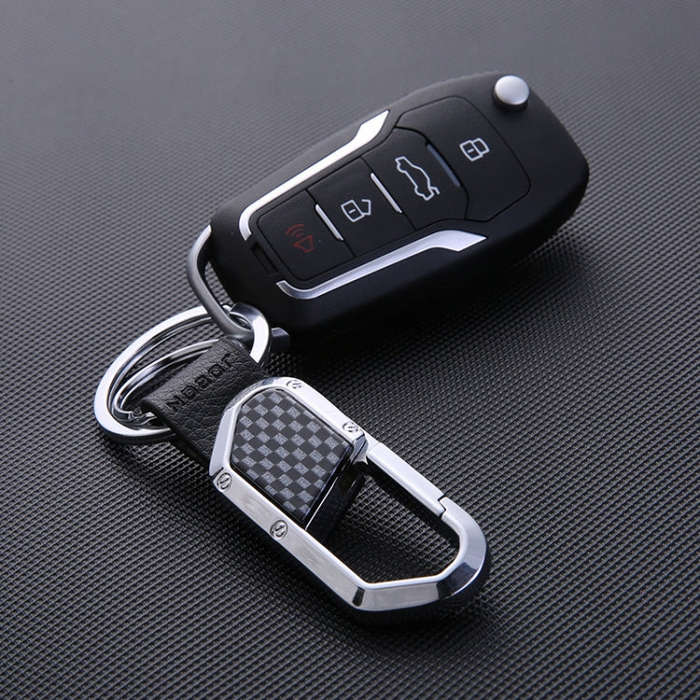 JOBON ZB-106A Business Men Metal Keychain Double Loop Car Pendant Keychain(Brown Chrome)