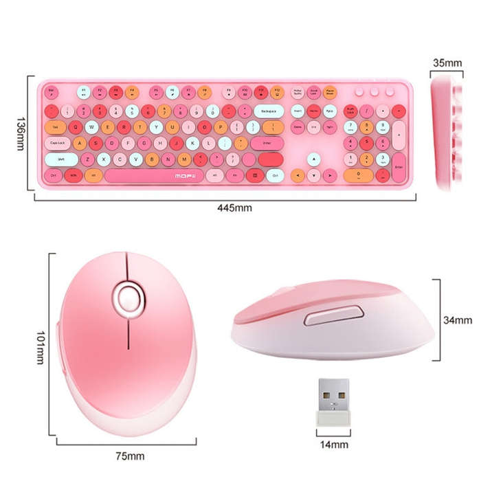Mofii Sweet Wireless Keyboard And Mouse Set Girls Punk Keyboard Office Set, Colour: Green Mixed V...
