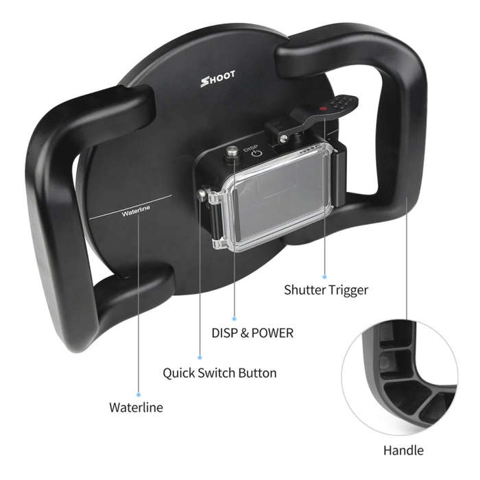 XTGP546 Dome Port Underwater Diving Camera Lens Transparent Cover Housing Case with Handle Trigge...