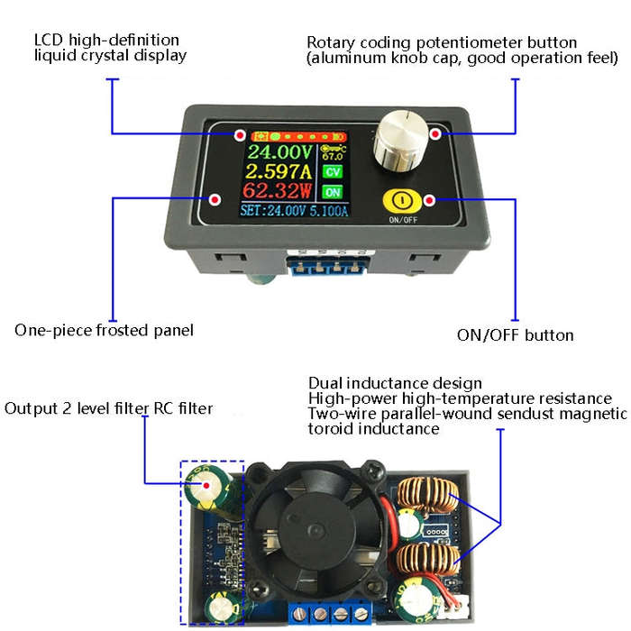 SK3580 Colorful Screen DC 6.0-36V to 0.6-36V 5A Step Down Stabilized Power Supply Constant Voltag...