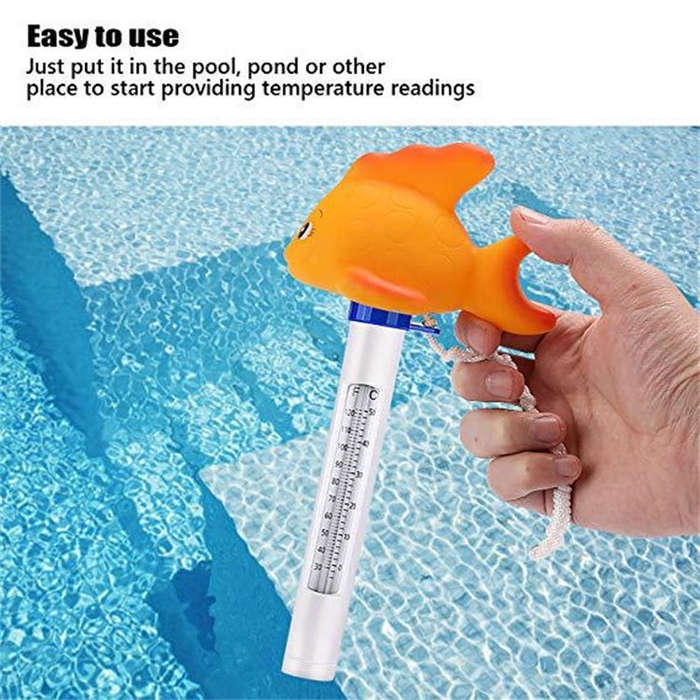 K-1020D Cartoon Yellow Gold Fish Pool Thermometer Pool Water Temperature Meter