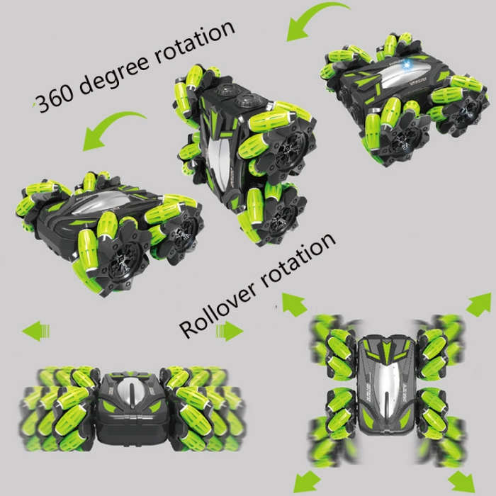SY029 Children Sidewalk Dump Truck Double-Sided Flip Drift Remote Control Toy Stunt Car(Black Ora...