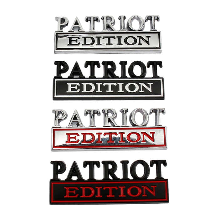 2 PCS Patriot Edition Metal Leaf Board Car Stickers Back Tail Box Label(Silver Red)